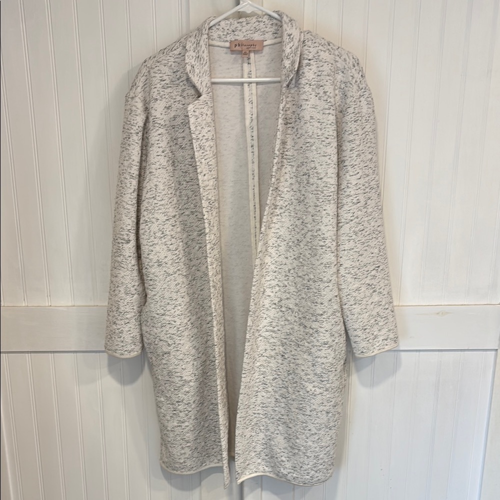 Philosophy white & Gray quilted Open-Front SweaterW/pockets. Size XL